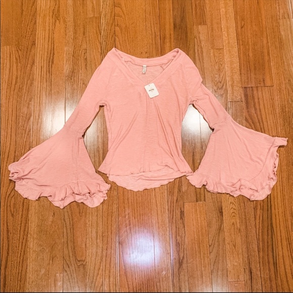 Free People Tops - NWT Free People Rose Bell Sleeve V-Neck Top Size S